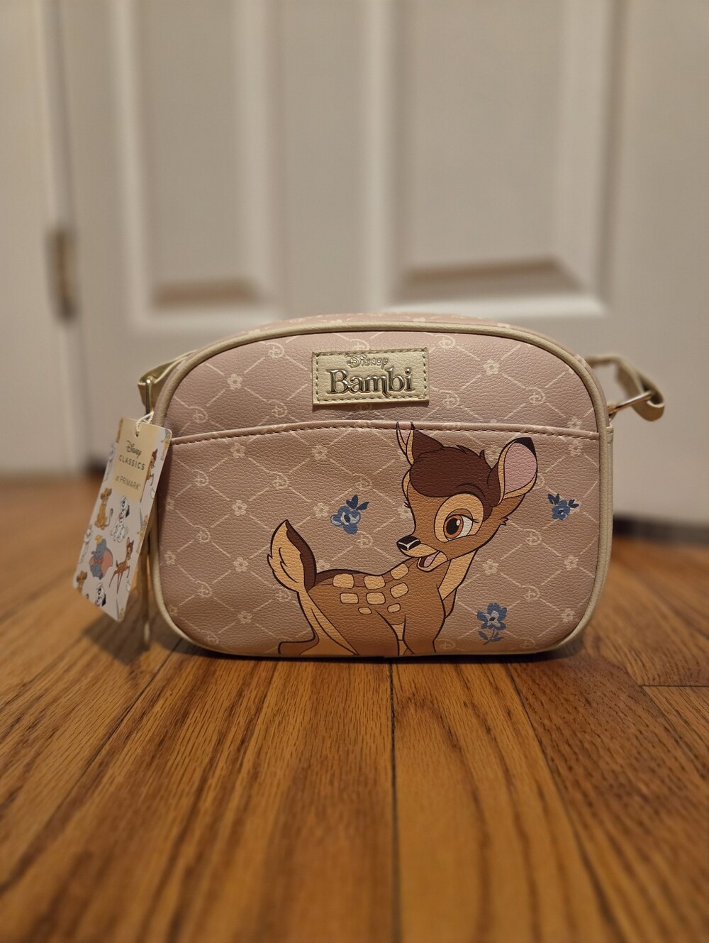 Disney Bambi Crossbody Bag in Blush Pink with Gold Logo